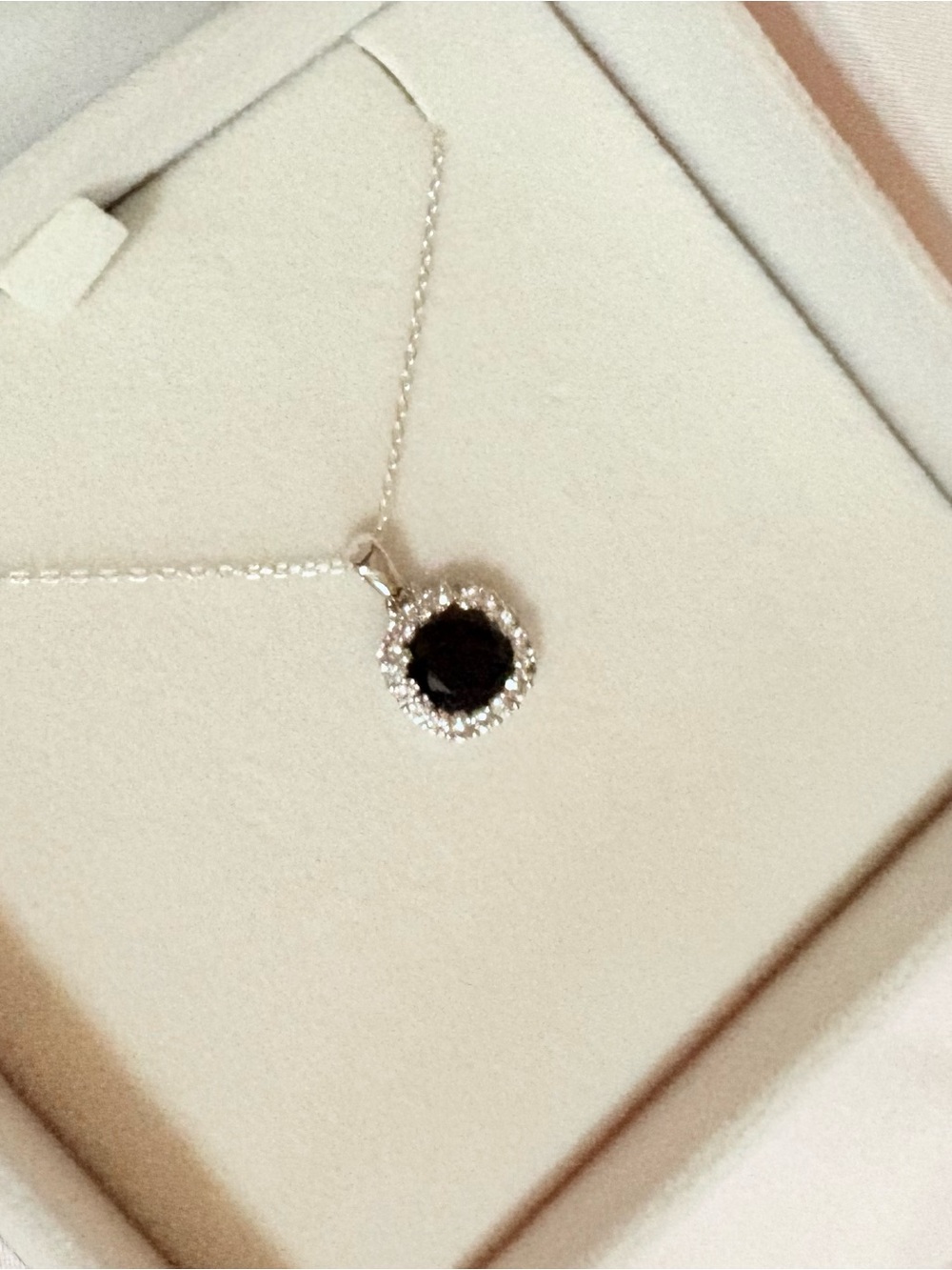 Sterling Silver Black Onyx Stone Halo Pendant Necklace